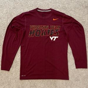 Nike DRI-FIT Virginia Tech Hokies Maroon Long Sleeve Shirt